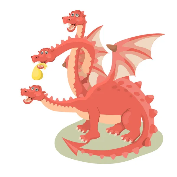 Dragon Trois Têtes Illustration Vectorielle — Image vectorielle