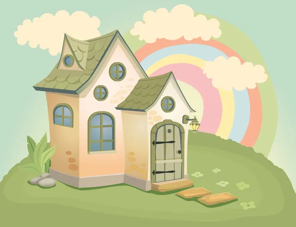 Fabulous House Hill Cartoon Vector Illustration — Stock Vector