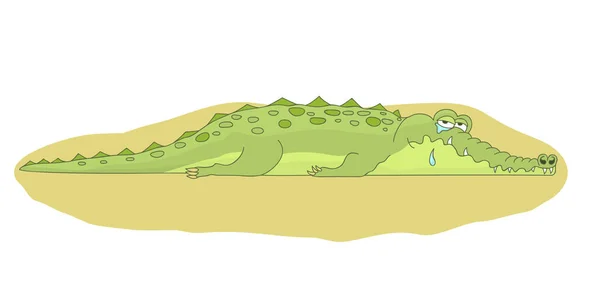 Triste Crocodile Aux Larmes Pleurant Sanglotant Illustration Vectorielle — Image vectorielle