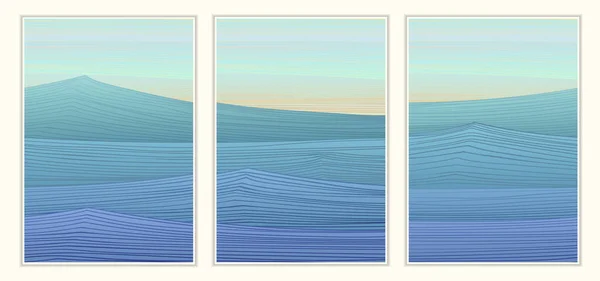 Abstract Seascape Sea Waves Sky — Stock Vector
