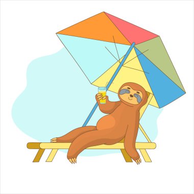 Dinlenmiş, gevşemiş bir tembel hayvan. Vektör illüstrasyonu