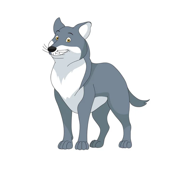 オオカミ怖いと面白い獣キャラクターかわいい漫画のために子供孤立 — ストックベクタ
