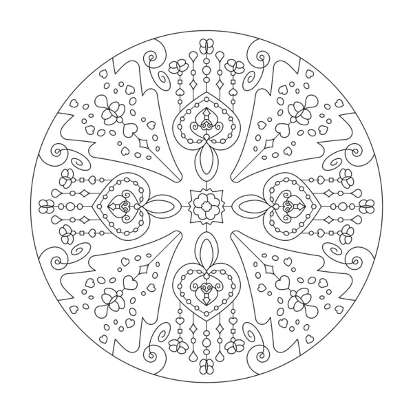 Mandala Navidad Corazones Elegantes Árboles Navidad Página Para Colorear Ilustración — Archivo Imágenes Vectoriales