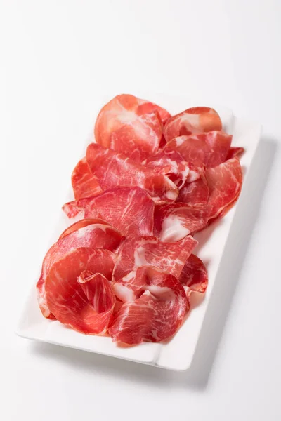 Italian Slices Coppa Capocollo Capicollo Cured Ham Rosemary Raw Food — 스톡 사진