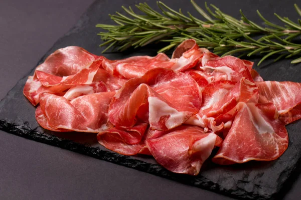 Italian Slices Coppa Capocollo Capicollo Cured Ham Rosemary Raw Food — Stok fotoğraf