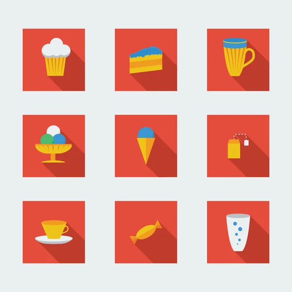 Iconos planos para café — Vector de stock