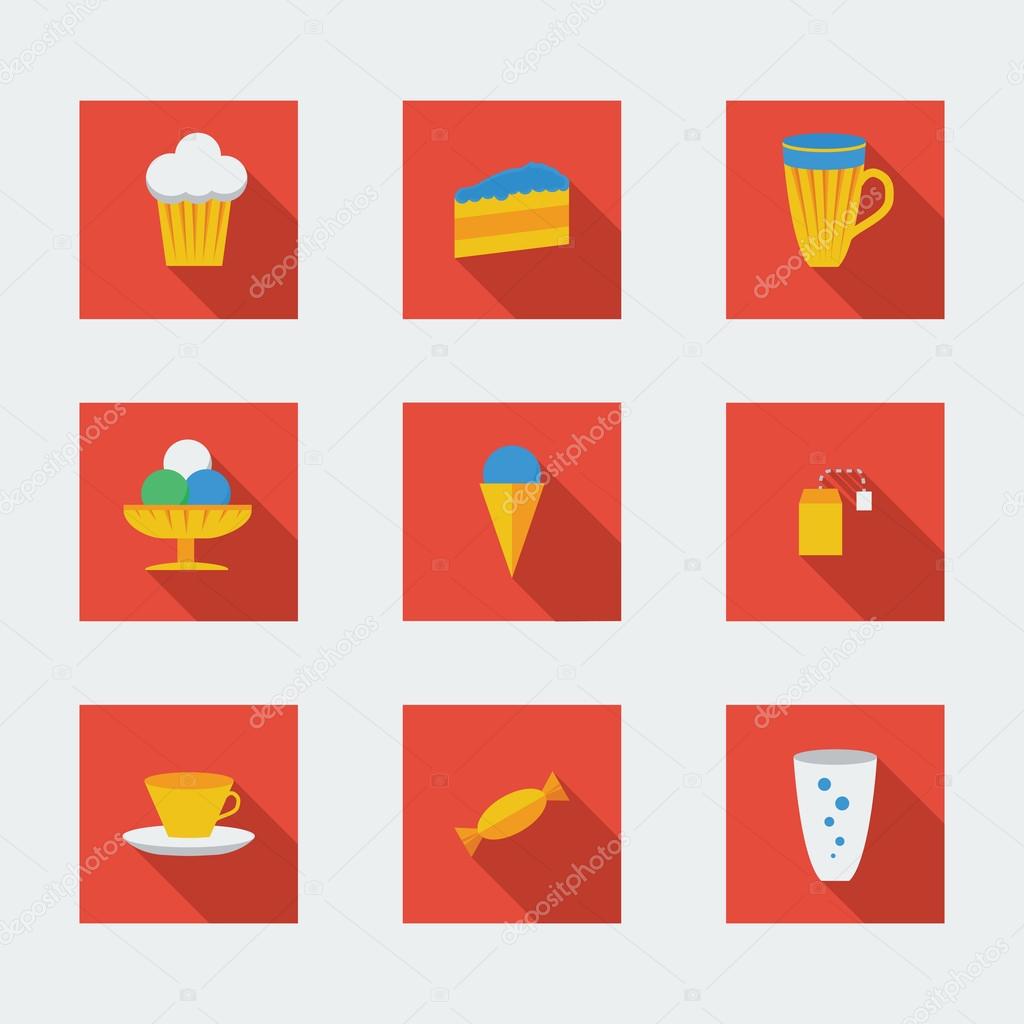 Flat icons for cafe