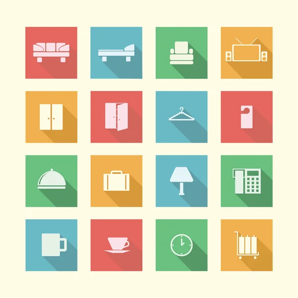 Flat icons for hotel — Stock Vector