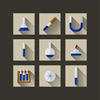Flat icons for chemistry clipart