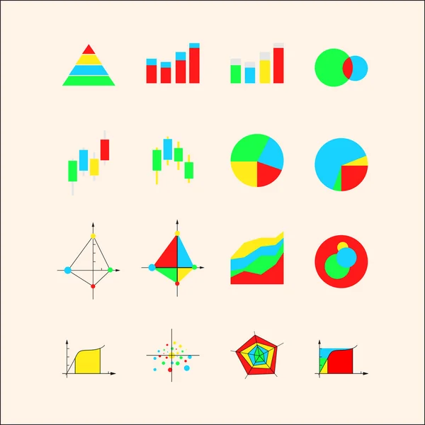 Icons for graphs and charts — Stock Vector