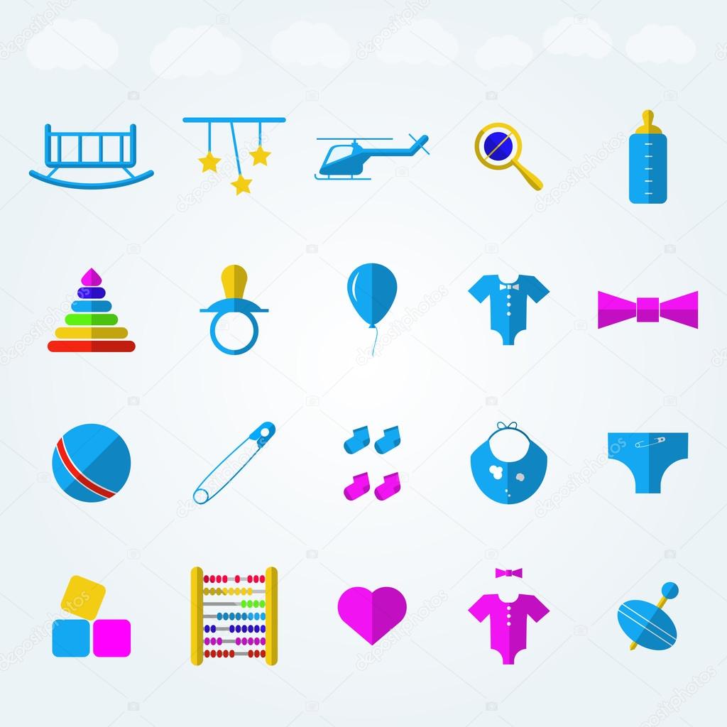Flat icons for children toys