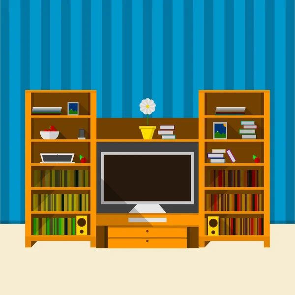 Illustration of TV room — Stock Vector