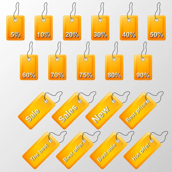 Ilustração de rótulos laranja com ofertas — Vetor de Stock