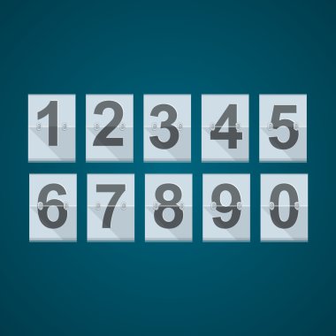 Set of numbers for mechanical scoreboard. clipart