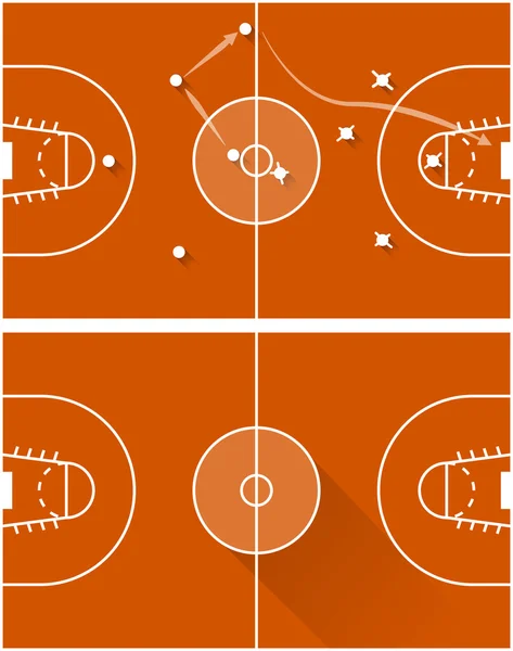 Ilustración vectorial de la estrategia de un juego de baloncesto — Vector de stock