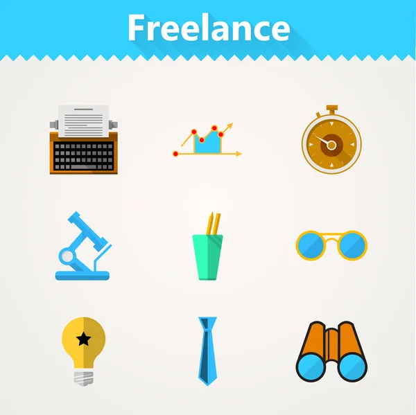 Iconos de vector plano para freelance y negocios — Vector de stock