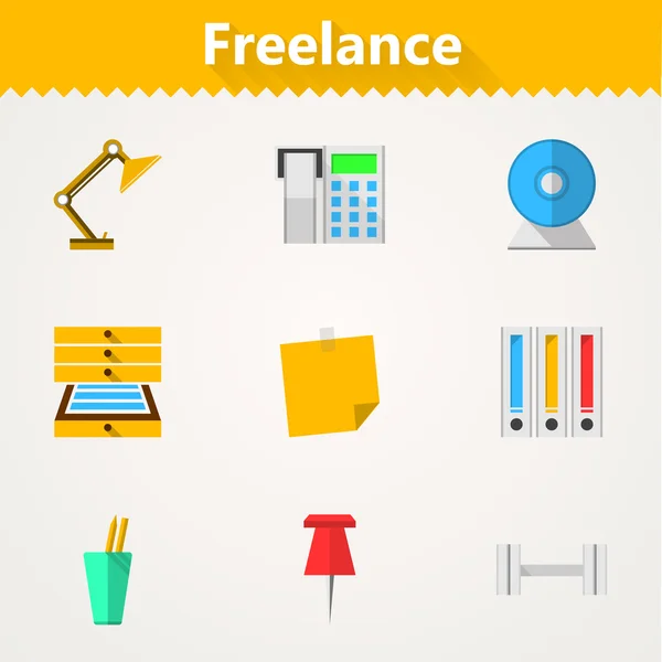 Iconos de vector plano para freelance y negocios — Vector de stock