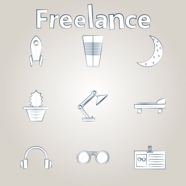 serbest ve iş için sketch vektör simgeler