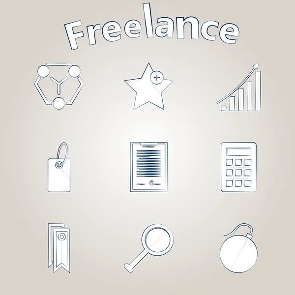 Schets vector iconen voor freelance en business — Stockvector