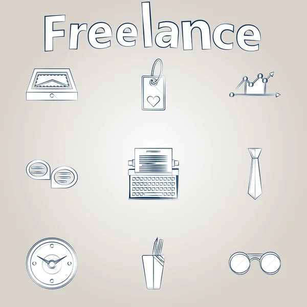 Schets vector iconen voor freelance en business — Stockvector