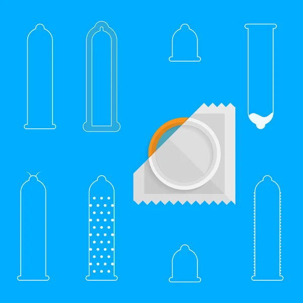 Contour vector icons for condoms — Stock Vector