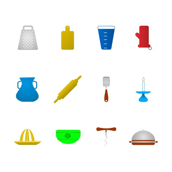 Ícones vetoriais coloridos para utensílios de cozinha — Vetor de Stock