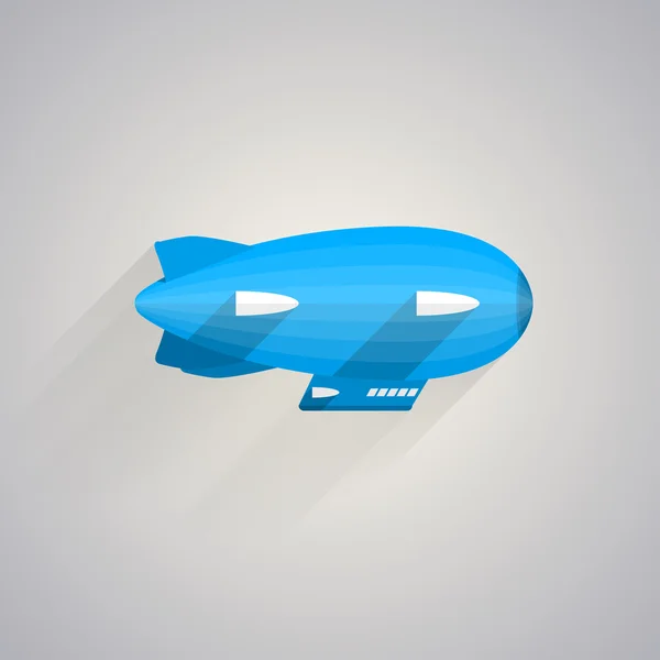 Platte vector pictogram van blauwe zeppelin — Stockvector