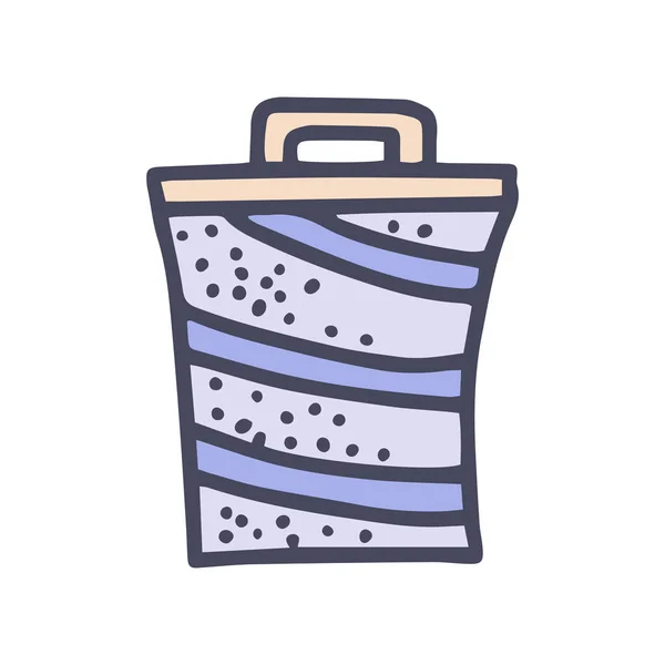可折叠洗衣篮颜色矢量涂鸦简单图标 — 图库矢量图片