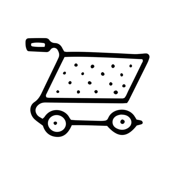 ショッピングカートラインベクトルドアシンプルなアイコン — ストックベクタ