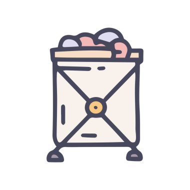 Katlanabilir çamaşır sepeti renk vektörü basit simge karalama