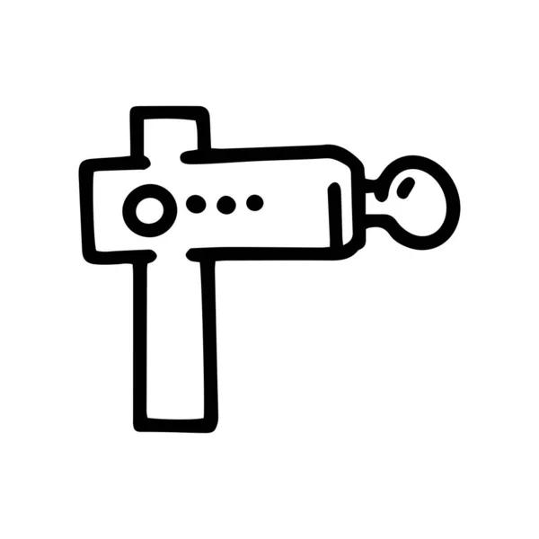 Linea massaggiatore percussioni vettore doodle semplice icona — Vettoriale Stock