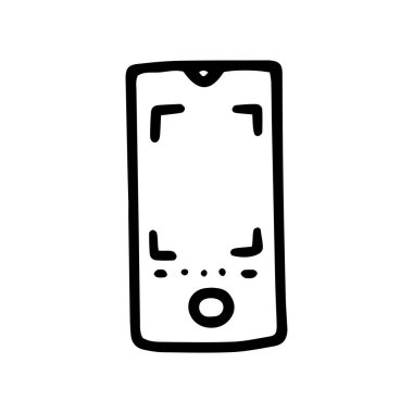 Mobil kamera odaklı ekran çizgisi vektör karalama basit simgesi