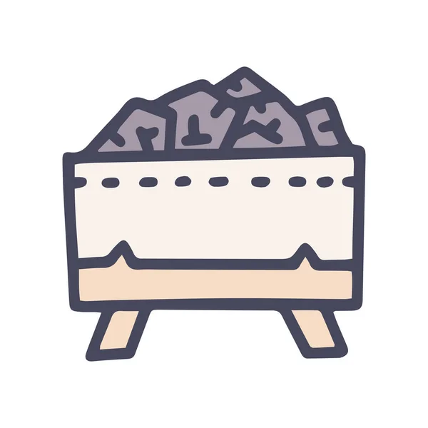 Sauna carvão cor vetor doodle ícone simples — Vetor de Stock