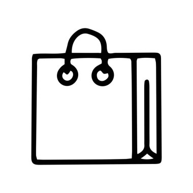 Alışveriş poşeti çizgisi vektör karalaması basit simge