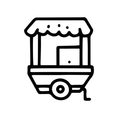 Sokak yemeği arabası çizgisi vektör karalaması basit bir simge