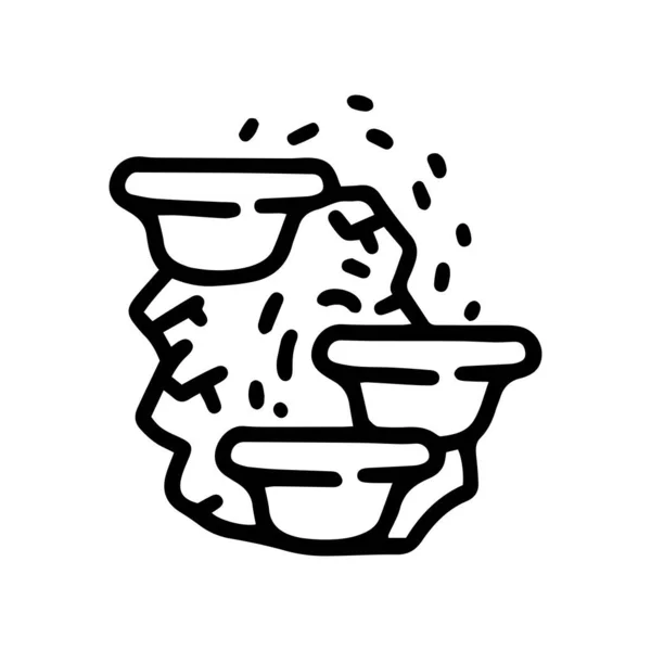 Línea de la fuente de agua en cascada vector garabato icono simple — Archivo Imágenes Vectoriales