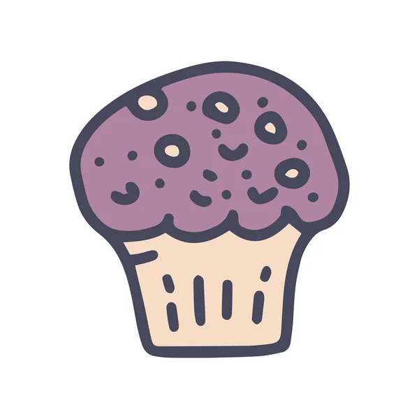 Muffin couleur vecteur doodle conception icône simple — Image vectorielle