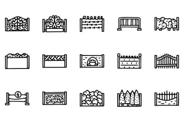 Web tasarımı ve arkaplanda izole edilmiş sunum için siyah çizgi vektör karalama simgesi seti