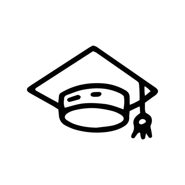 Décrivez Icône Vectorielle Doodle Ligne Noire Chapeau Graduation Pour Conception — Image vectorielle