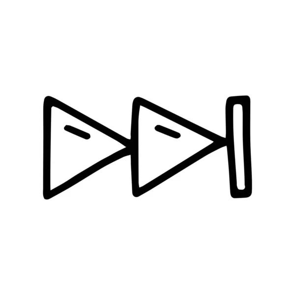 Outline Fast Forward Arrow Black Line Vector Doodle Icon Web — Vettoriale Stock