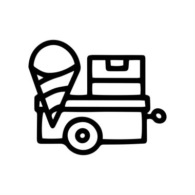 dondurma arabası çizgisi vektör karalaması basit simge