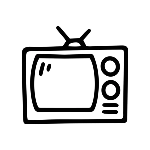 Línea de televisión vector garabato diseño icono simple — Archivo Imágenes Vectoriales