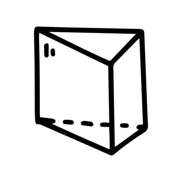 Cuña prisma línea vector garabato simple icono — Vector de stock