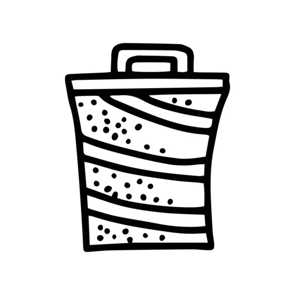 Plegable cesta de ropa línea vector garabato icono simple — Vector de stock