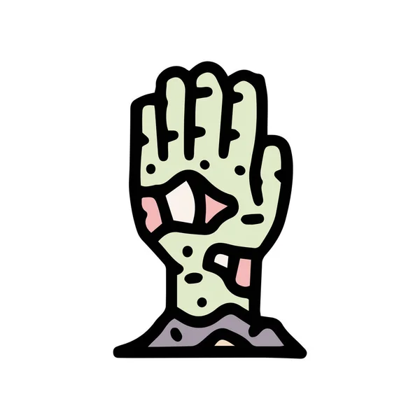 Zombie Hand Farbvektor Doodle einfaches Symbol — Stockvektor