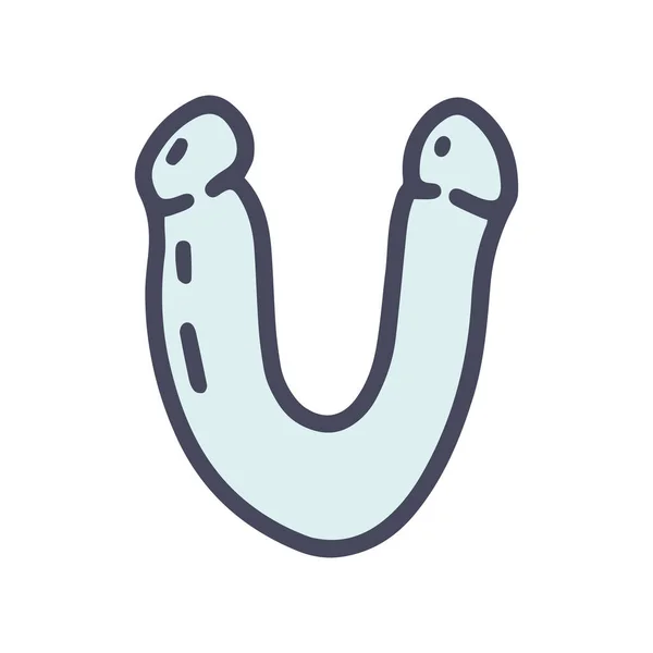 Double dildo color vector doodle simple icon — Archivo Imágenes Vectoriales