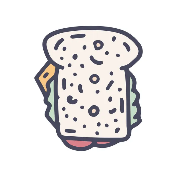 Sandwich Farbvektor-Doodle einfaches Icon-Design — Stockvektor