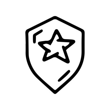 Yıldız çizgisi vektör karalaması olan kalkan basit simge