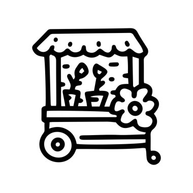 Çiçek çarkı kiosk çizgisi vektör karalaması basit simge