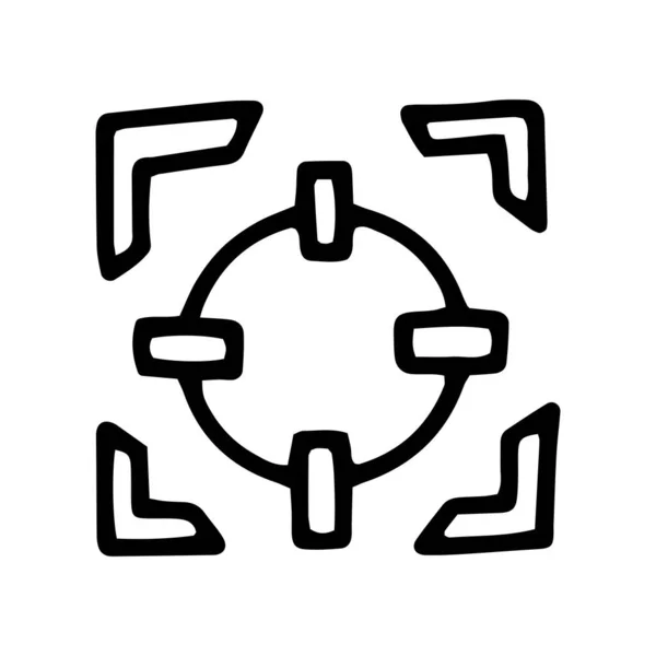 Simbol sederhana garis crosshair vektor doodle persegi - Stok Vektor